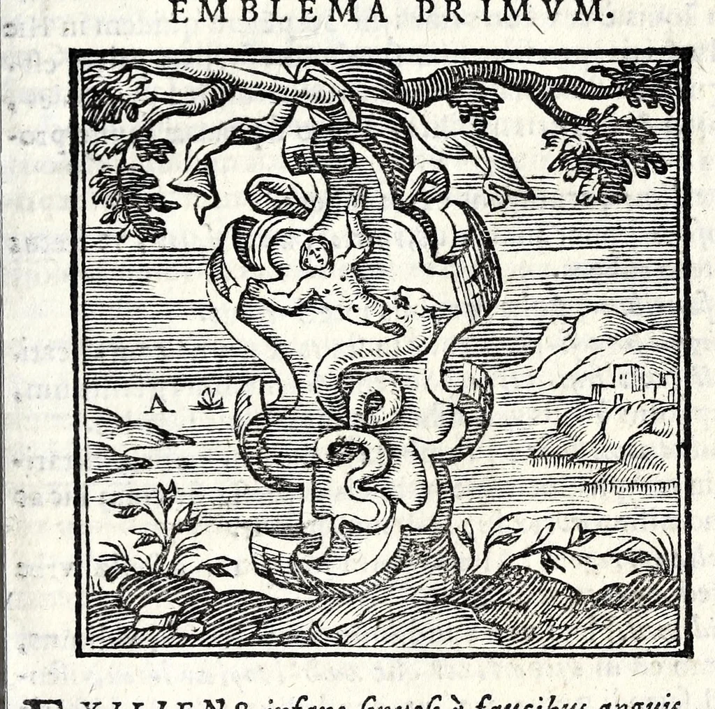 An illustration from Emblemata v. cl. Andreae Alciati : cu[m] imaginibus plerisque restitutis ad mentem auctoris, 1618, leaf 59