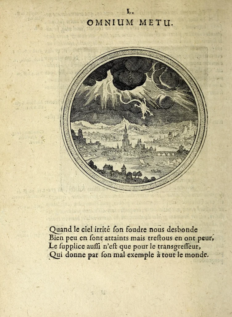 An illustration from Emblematum ethico-politicorum centuria Iulii Guilielmi Zincgrefii, 1624, leaf 120