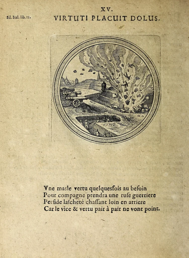 An illustration from Emblematum ethico-politicorum centuria Iulii Guilielmi Zincgrefii, 1624, leaf 50