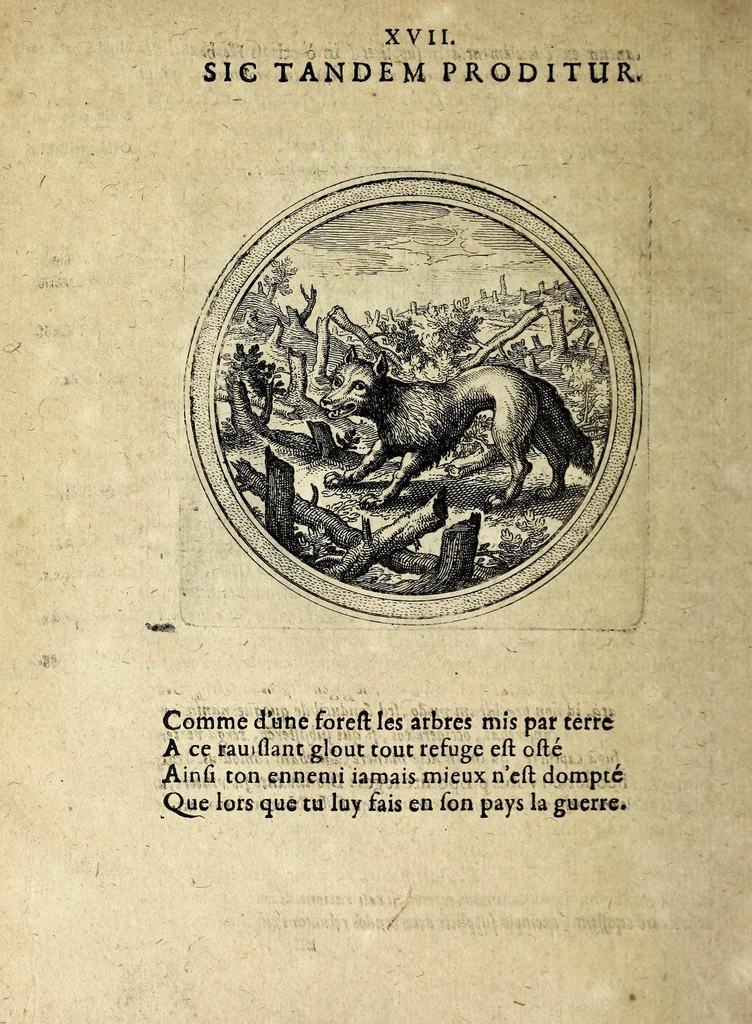 An illustration from Emblematum ethico-politicorum centuria Iulii Guilielmi Zincgrefii, 1624, leaf 54