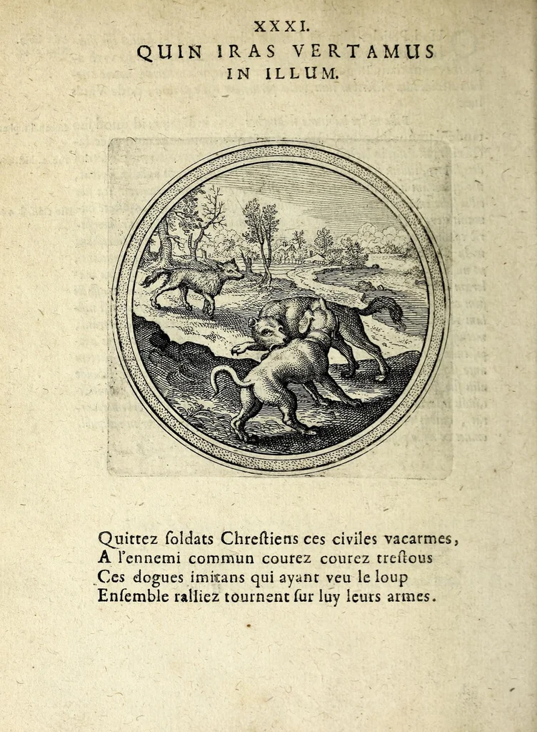 An illustration from Emblematum ethico-politicorum centuria Iulii Guilielmi Zincgrefii, 1624, leaf 82