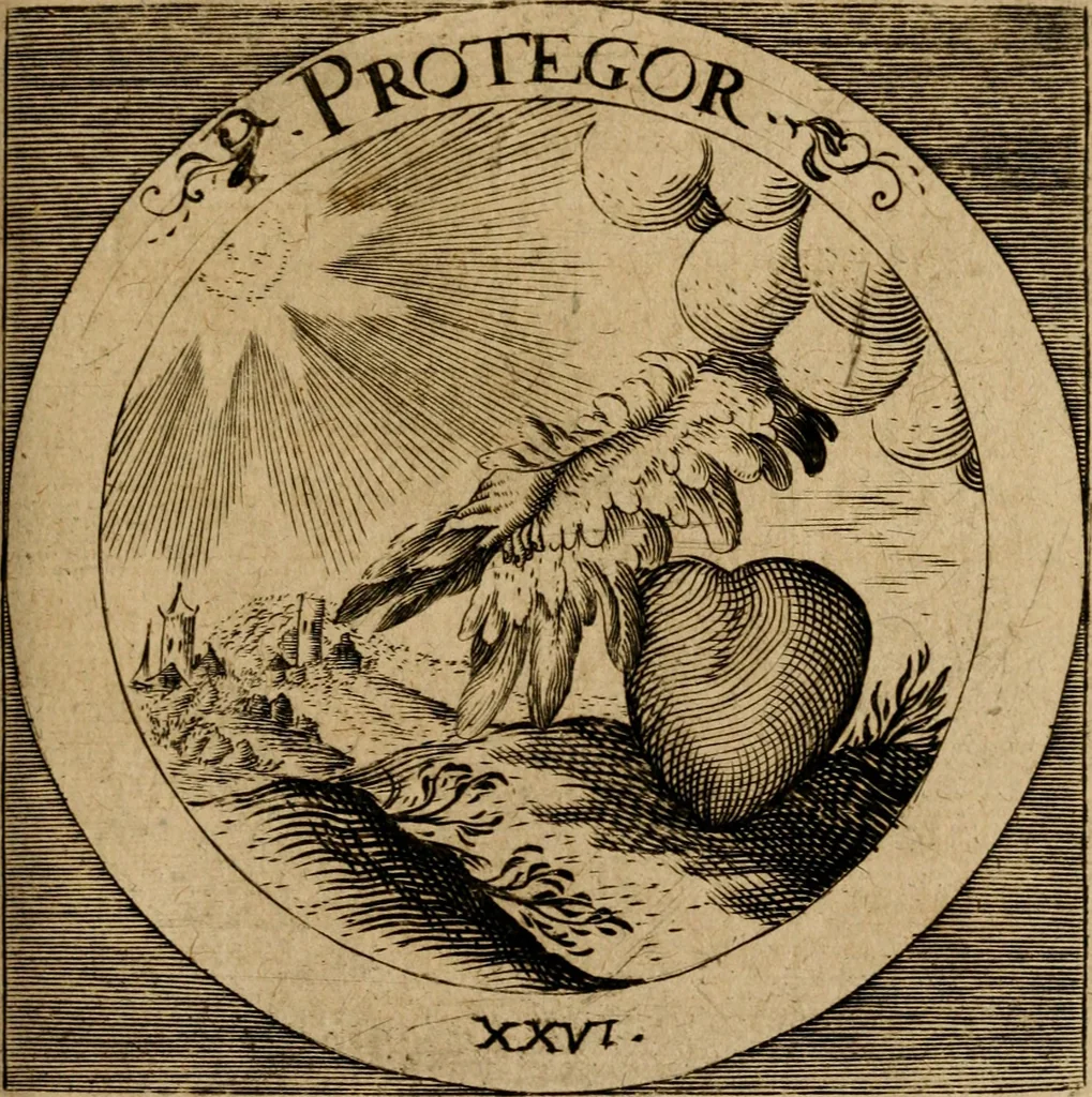 An illustration from Emblematum sacrorum prima[-secunda] pars : das ist, fünfftzig geistlicher in Kupffer gestochener Emblematum ausz der H. Schrifft von dem süssen Namen vnd Creutz Jesu Christi, erster[-ander] Theyl, 1624, leaf 122