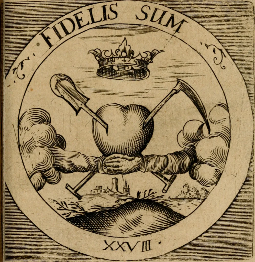 An illustration from Emblematum sacrorum prima[-secunda] pars : das ist, fünfftzig geistlicher in Kupffer gestochener Emblematum ausz der H. Schrifft von dem süssen Namen vnd Creutz Jesu Christi, erster[-ander] Theyl, 1624, leaf 130