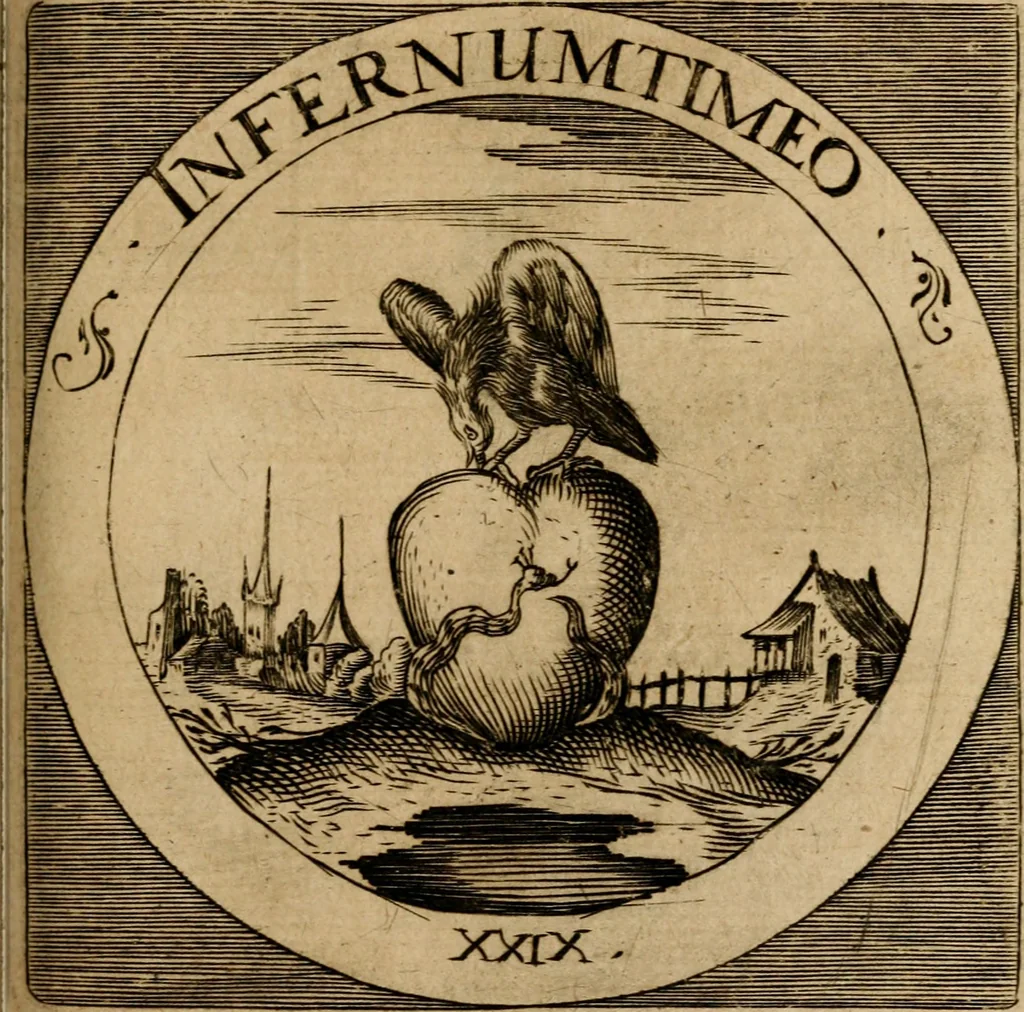 An illustration from Emblematum sacrorum prima[-secunda] pars : das ist, fünfftzig geistlicher in Kupffer gestochener Emblematum ausz der H. Schrifft von dem süssen Namen vnd Creutz Jesu Christi, erster[-ander] Theyl, 1624, leaf 134