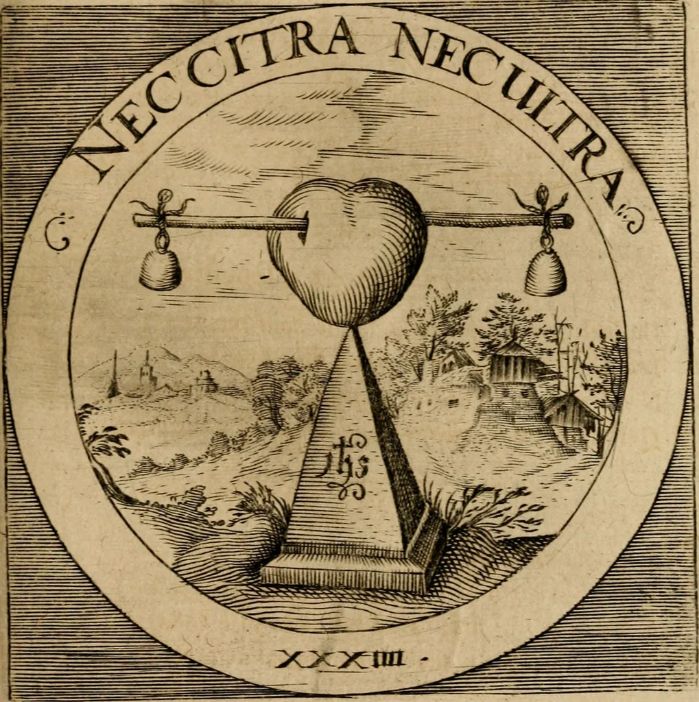 An illustration from Emblematum sacrorum prima[-secunda] pars : das ist, fünfftzig geistlicher in Kupffer gestochener Emblematum ausz der H. Schrifft von dem süssen Namen vnd Creutz Jesu Christi, erster[-ander] Theyl, 1624, leaf 154