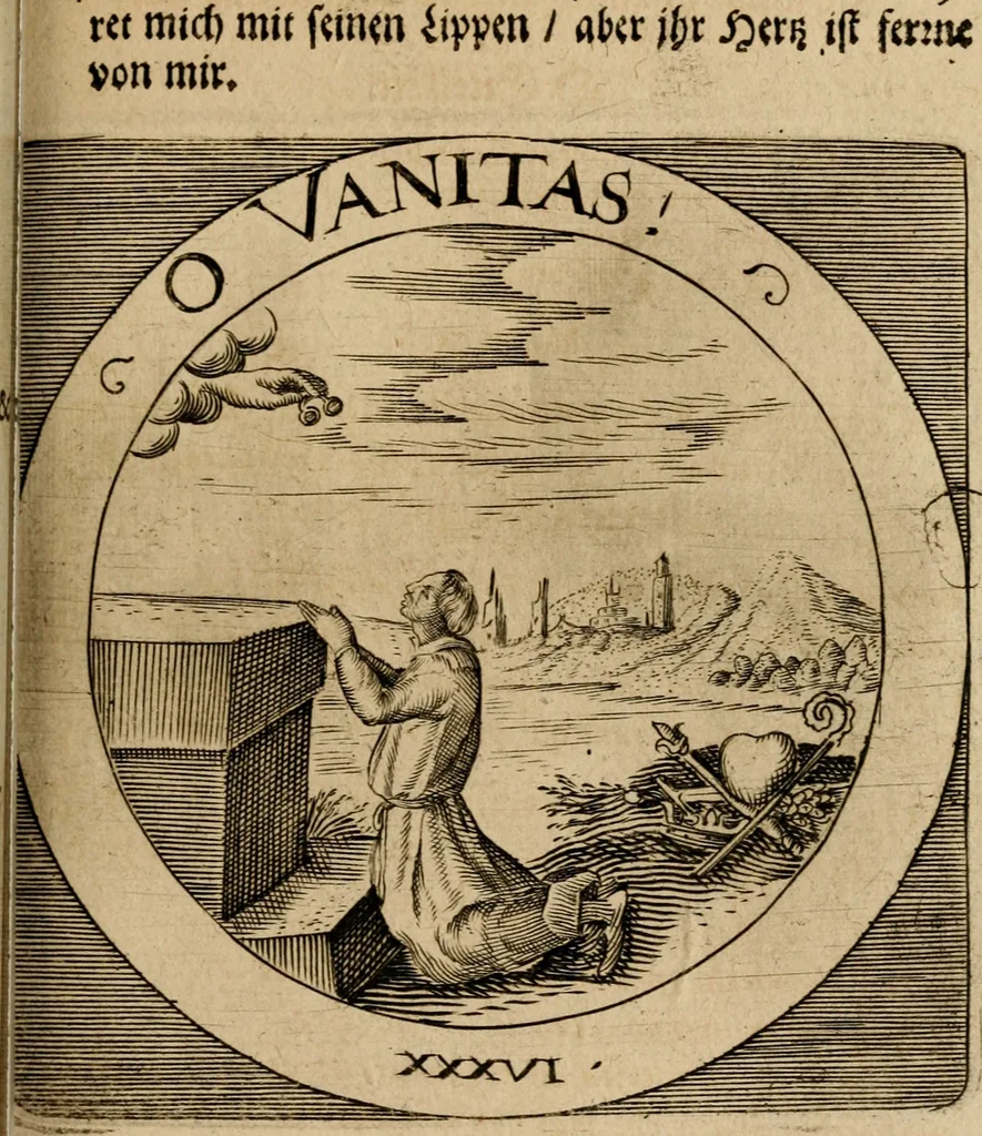 An illustration from Emblematum sacrorum prima[-secunda] pars : das ist, fünfftzig geistlicher in Kupffer gestochener Emblematum ausz der H. Schrifft von dem süssen Namen vnd Creutz Jesu Christi, erster[-ander] Theyl, 1624, leaf 162