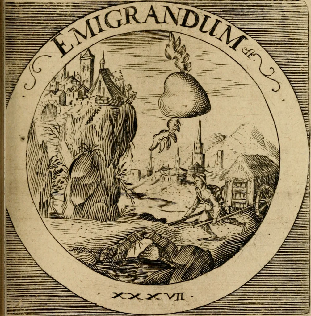An illustration from Emblematum sacrorum prima[-secunda] pars : das ist, fünfftzig geistlicher in Kupffer gestochener Emblematum ausz der H. Schrifft von dem süssen Namen vnd Creutz Jesu Christi, erster[-ander] Theyl, 1624, leaf 166