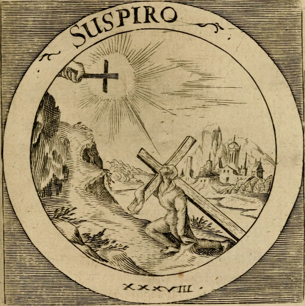 An illustration from Emblematum sacrorum prima[-secunda] pars : das ist, fünfftzig geistlicher in Kupffer gestochener Emblematum ausz der H. Schrifft von dem süssen Namen vnd Creutz Jesu Christi, erster[-ander] Theyl, 1624, leaf 170
