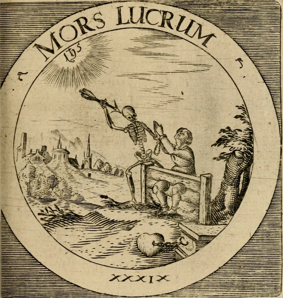 An illustration from Emblematum sacrorum prima[-secunda] pars : das ist, fünfftzig geistlicher in Kupffer gestochener Emblematum ausz der H. Schrifft von dem süssen Namen vnd Creutz Jesu Christi, erster[-ander] Theyl, 1624, leaf 174
