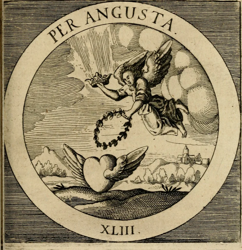 An illustration from Emblematum sacrorum prima[-secunda] pars : das ist, fünfftzig geistlicher in Kupffer gestochener Emblematum ausz der H. Schrifft von dem süssen Namen vnd Creutz Jesu Christi, erster[-ander] Theyl, 1624, leaf 190