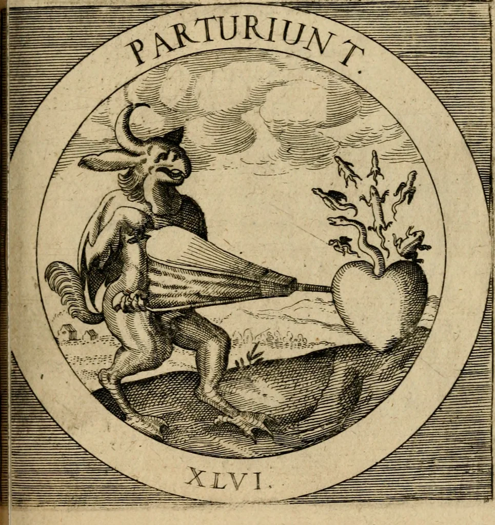 An illustration from Emblematum sacrorum prima[-secunda] pars : das ist, fünfftzig geistlicher in Kupffer gestochener Emblematum ausz der H. Schrifft von dem süssen Namen vnd Creutz Jesu Christi, erster[-ander] Theyl, 1624, leaf 202