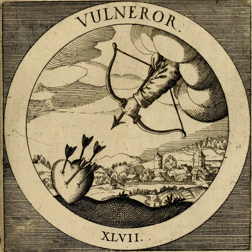 An illustration from Emblematum sacrorum prima[-secunda] pars : das ist, fünfftzig geistlicher in Kupffer gestochener Emblematum ausz der H. Schrifft von dem süssen Namen vnd Creutz Jesu Christi, erster[-ander] Theyl, 1624, leaf 206