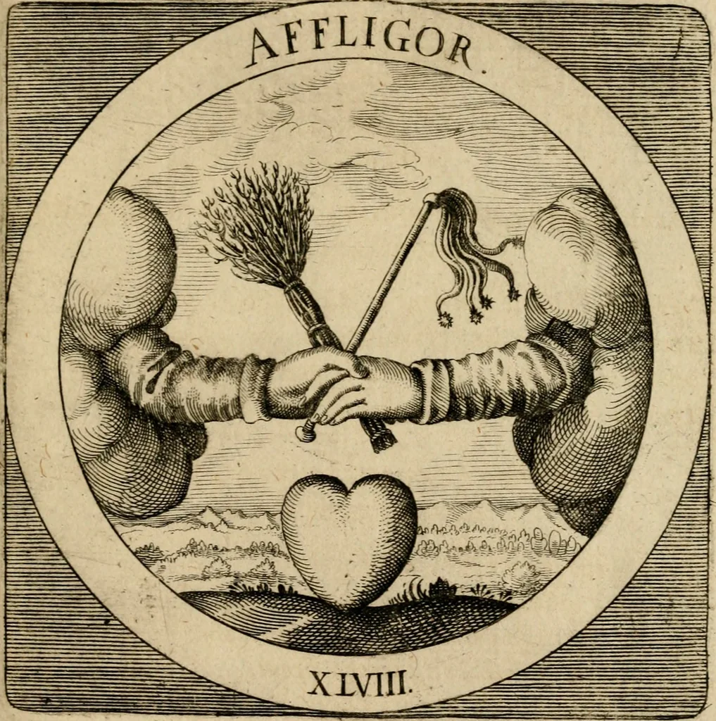 An illustration from Emblematum sacrorum prima[-secunda] pars : das ist, fünfftzig geistlicher in Kupffer gestochener Emblematum ausz der H. Schrifft von dem süssen Namen vnd Creutz Jesu Christi, erster[-ander] Theyl, 1624, leaf 210