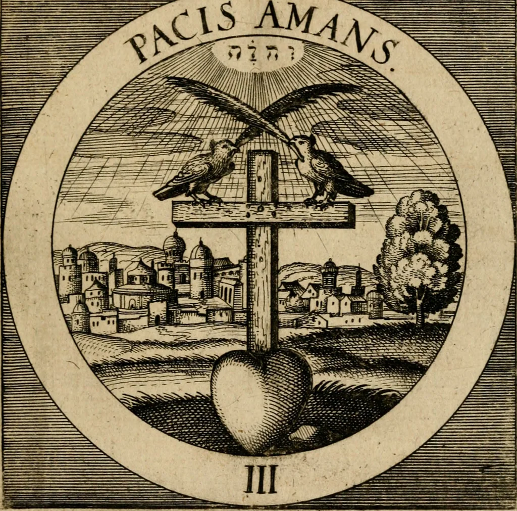 An illustration from Emblematum sacrorum prima[-secunda] pars : das ist, fünfftzig geistlicher in Kupffer gestochener Emblematum ausz der H. Schrifft von dem süssen Namen vnd Creutz Jesu Christi, erster[-ander] Theyl, 1624, leaf 250