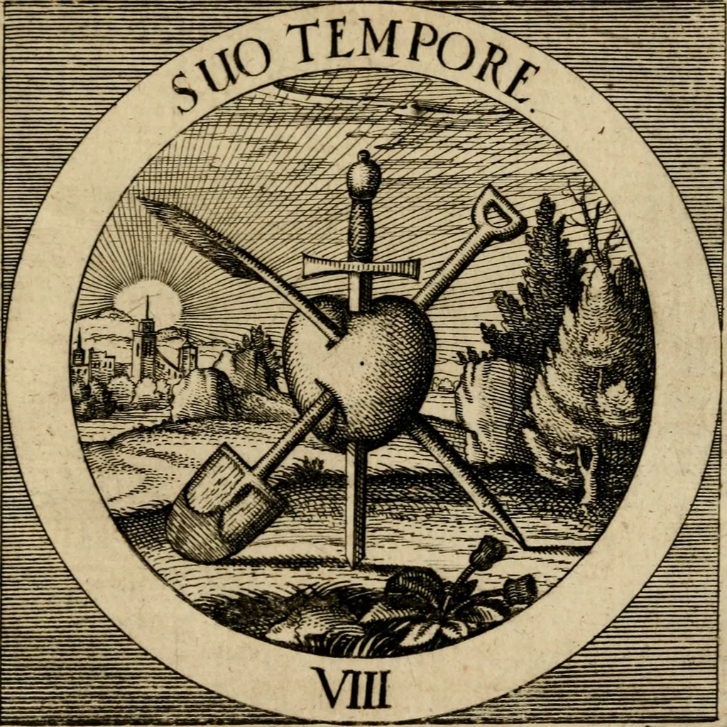 An illustration from Emblematum sacrorum prima[-secunda] pars : das ist, fünfftzig geistlicher in Kupffer gestochener Emblematum ausz der H. Schrifft von dem süssen Namen vnd Creutz Jesu Christi, erster[-ander] Theyl, 1624, leaf 270