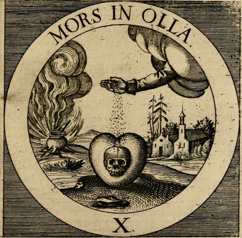 An illustration from Emblematum sacrorum prima[-secunda] pars : das ist, fünfftzig geistlicher in Kupffer gestochener Emblematum ausz der H. Schrifft von dem süssen Namen vnd Creutz Jesu Christi, erster[-ander] Theyl, 1624, leaf 278