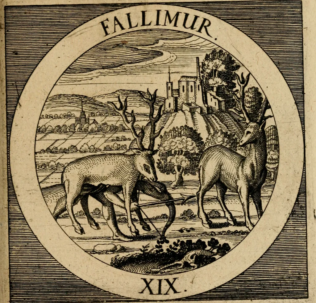 An illustration from Emblematum sacrorum prima[-secunda] pars : das ist, fünfftzig geistlicher in Kupffer gestochener Emblematum ausz der H. Schrifft von dem süssen Namen vnd Creutz Jesu Christi, erster[-ander] Theyl, 1624, leaf 314
