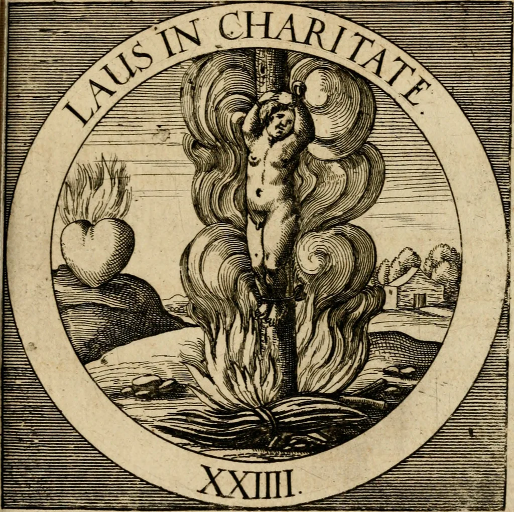An illustration from Emblematum sacrorum prima[-secunda] pars : das ist, fünfftzig geistlicher in Kupffer gestochener Emblematum ausz der H. Schrifft von dem süssen Namen vnd Creutz Jesu Christi, erster[-ander] Theyl, 1624, leaf 334