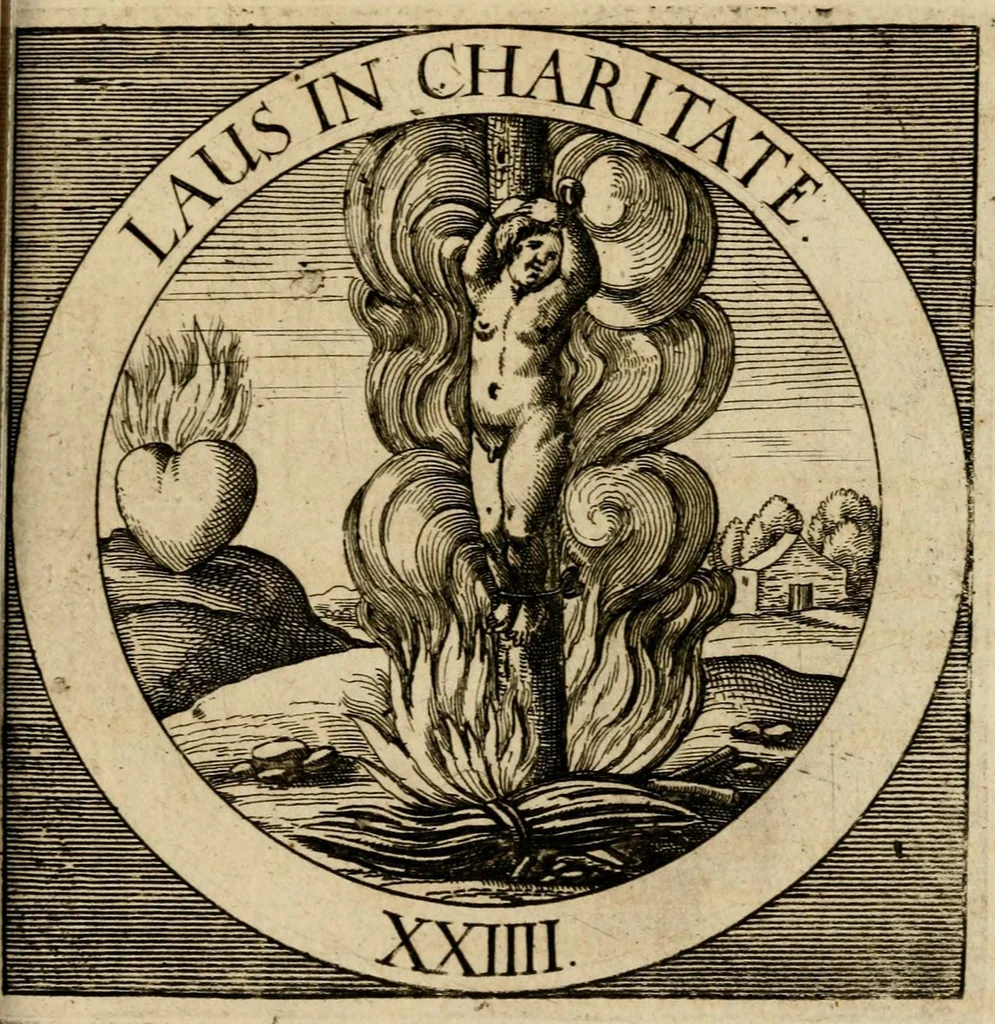 An illustration from Emblematum sacrorum prima[-secunda] pars : das ist, fünfftzig geistlicher in Kupffer gestochener Emblematum ausz der H. Schrifft von dem süssen Namen vnd Creutz Jesu Christi, erster[-ander] Theyl, 1624, leaf 335