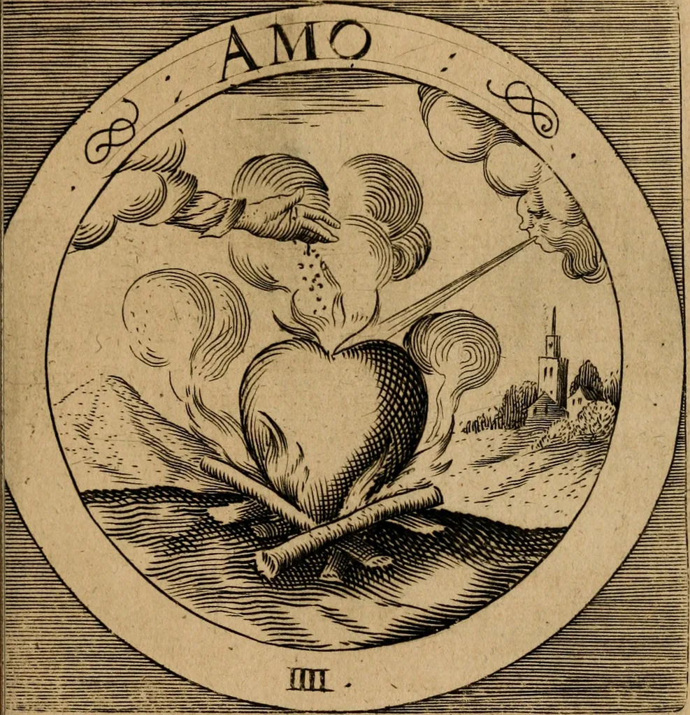 An illustration from Emblematum sacrorum prima[-secunda] pars : das ist, fünfftzig geistlicher in Kupffer gestochener Emblematum ausz der H. Schrifft von dem süssen Namen vnd Creutz Jesu Christi, erster[-ander] Theyl, 1624, leaf 34