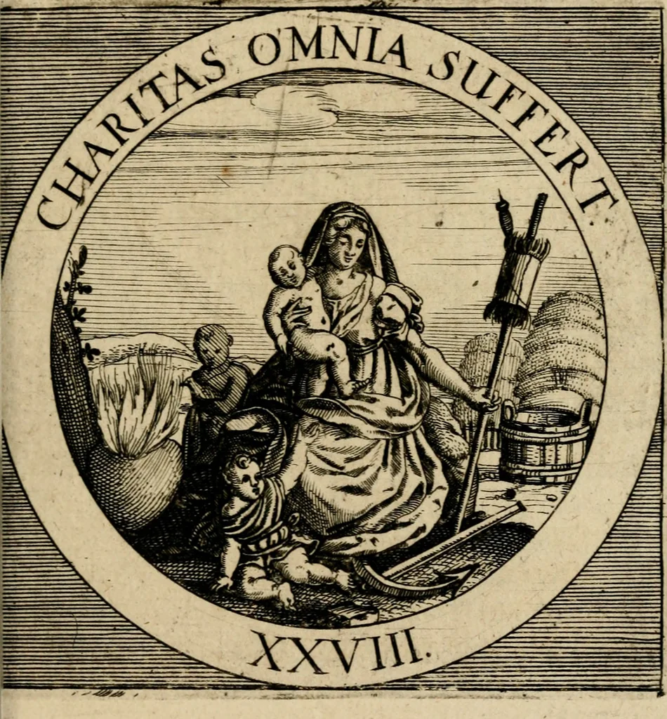 An illustration from Emblematum sacrorum prima[-secunda] pars : das ist, fünfftzig geistlicher in Kupffer gestochener Emblematum ausz der H. Schrifft von dem süssen Namen vnd Creutz Jesu Christi, erster[-ander] Theyl, 1624, leaf 350