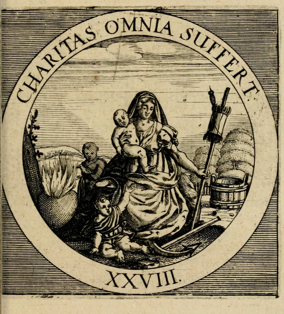 An illustration from Emblematum sacrorum prima[-secunda] pars : das ist, fünfftzig geistlicher in Kupffer gestochener Emblematum ausz der H. Schrifft von dem süssen Namen vnd Creutz Jesu Christi, erster[-ander] Theyl, 1624, leaf 351
