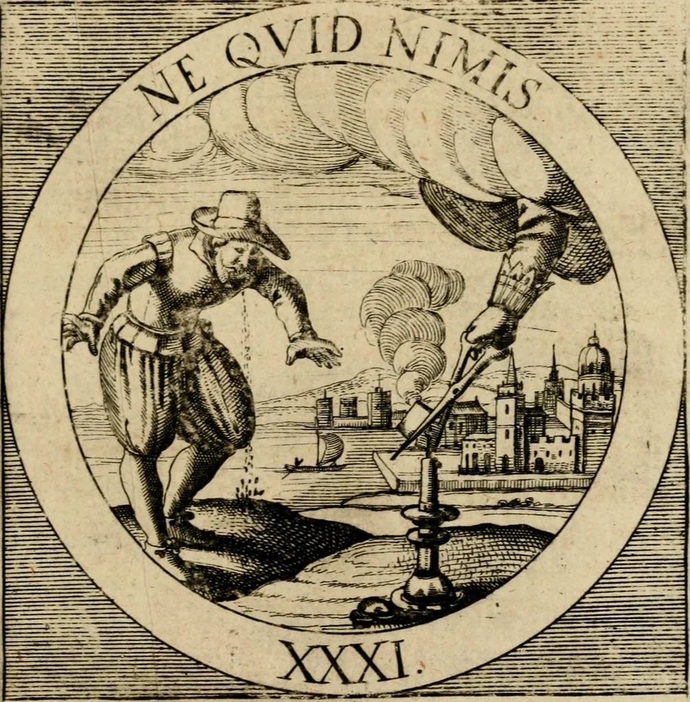 An illustration from Emblematum sacrorum prima[-secunda] pars : das ist, fünfftzig geistlicher in Kupffer gestochener Emblematum ausz der H. Schrifft von dem süssen Namen vnd Creutz Jesu Christi, erster[-ander] Theyl, 1624, leaf 362