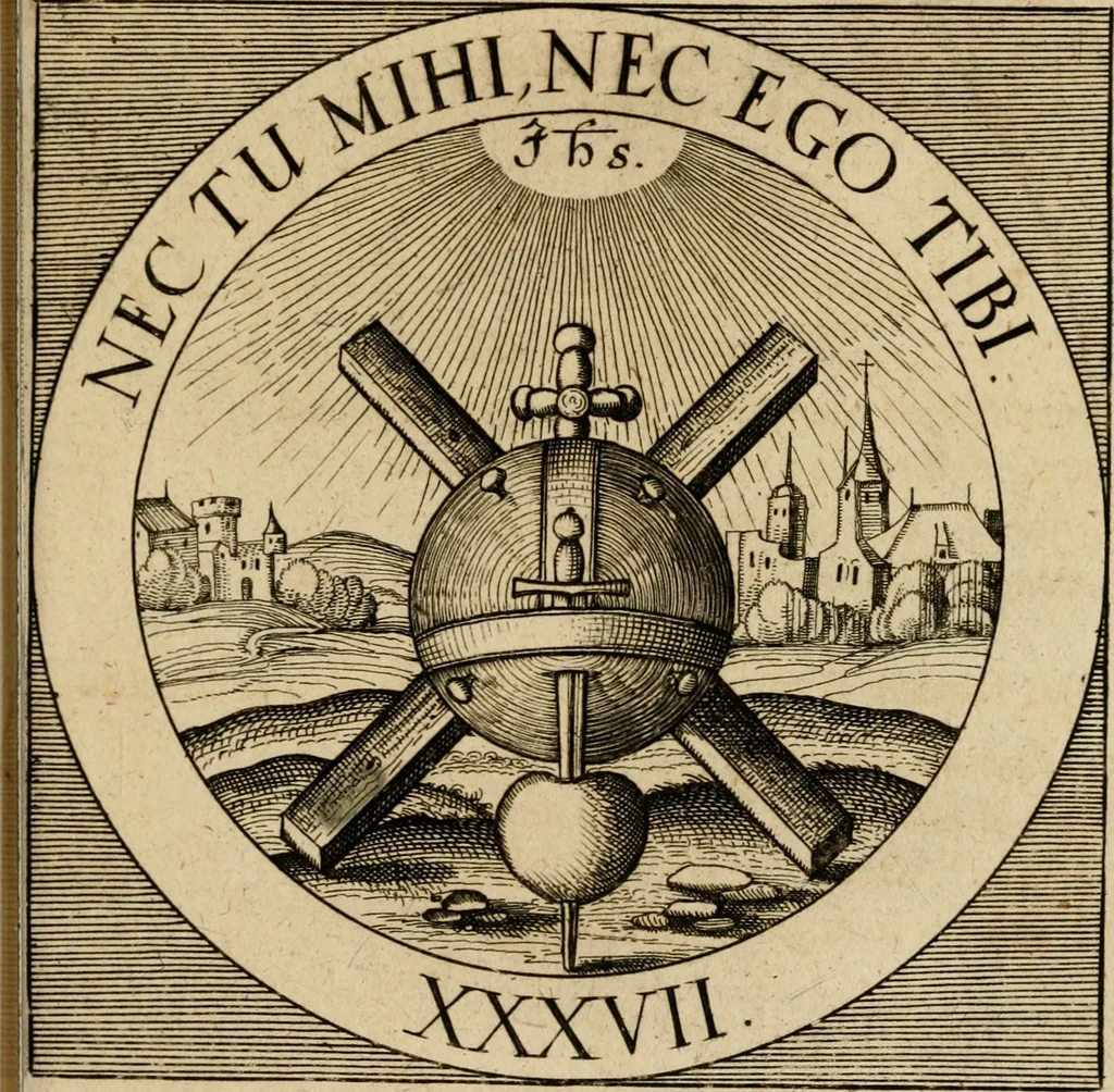 An illustration from Emblematum sacrorum prima[-secunda] pars : das ist, fünfftzig geistlicher in Kupffer gestochener Emblematum ausz der H. Schrifft von dem süssen Namen vnd Creutz Jesu Christi, erster[-ander] Theyl, 1624, leaf 386