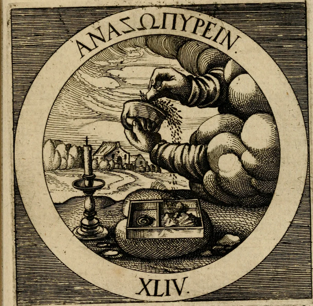 An illustration from Emblematum sacrorum prima[-secunda] pars : das ist, fünfftzig geistlicher in Kupffer gestochener Emblematum ausz der H. Schrifft von dem süssen Namen vnd Creutz Jesu Christi, erster[-ander] Theyl, 1624, leaf 414