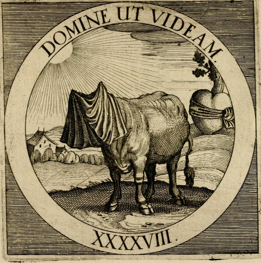 An illustration from Emblematum sacrorum prima[-secunda] pars : das ist, fünfftzig geistlicher in Kupffer gestochener Emblematum ausz der H. Schrifft von dem süssen Namen vnd Creutz Jesu Christi, erster[-ander] Theyl, 1624, leaf 430