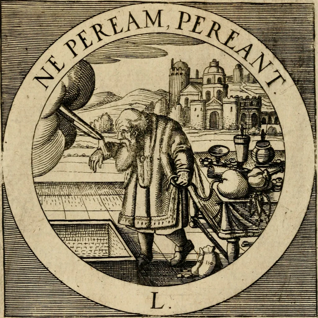 An illustration from Emblematum sacrorum prima[-secunda] pars : das ist, fünfftzig geistlicher in Kupffer gestochener Emblematum ausz der H. Schrifft von dem süssen Namen vnd Creutz Jesu Christi, erster[-ander] Theyl, 1624, leaf 438