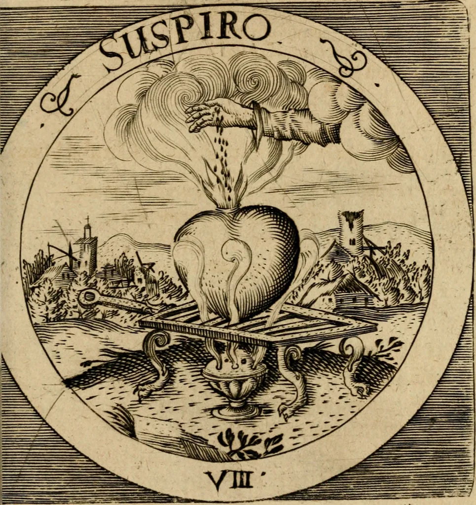 An illustration from Emblematum sacrorum prima[-secunda] pars : das ist, fünfftzig geistlicher in Kupffer gestochener Emblematum ausz der H. Schrifft von dem süssen Namen vnd Creutz Jesu Christi, erster[-ander] Theyl, 1624, leaf 50
