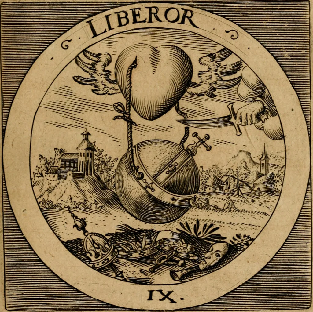 An illustration from Emblematum sacrorum prima[-secunda] pars : das ist, fünfftzig geistlicher in Kupffer gestochener Emblematum ausz der H. Schrifft von dem süssen Namen vnd Creutz Jesu Christi, erster[-ander] Theyl, 1624, leaf 54