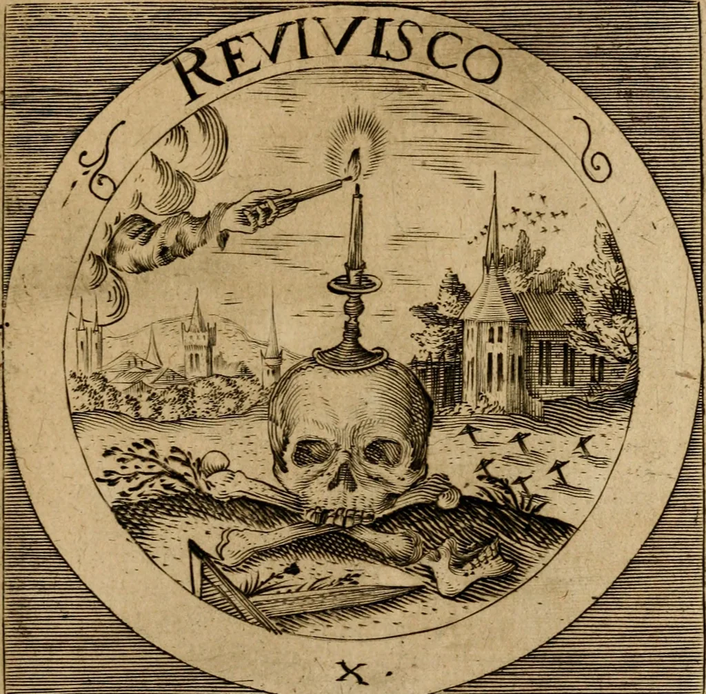 An illustration from Emblematum sacrorum prima[-secunda] pars : das ist, fünfftzig geistlicher in Kupffer gestochener Emblematum ausz der H. Schrifft von dem süssen Namen vnd Creutz Jesu Christi, erster[-ander] Theyl, 1624, leaf 58