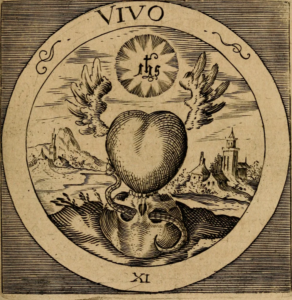 An illustration from Emblematum sacrorum prima[-secunda] pars : das ist, fünfftzig geistlicher in Kupffer gestochener Emblematum ausz der H. Schrifft von dem süssen Namen vnd Creutz Jesu Christi, erster[-ander] Theyl, 1624, leaf 62