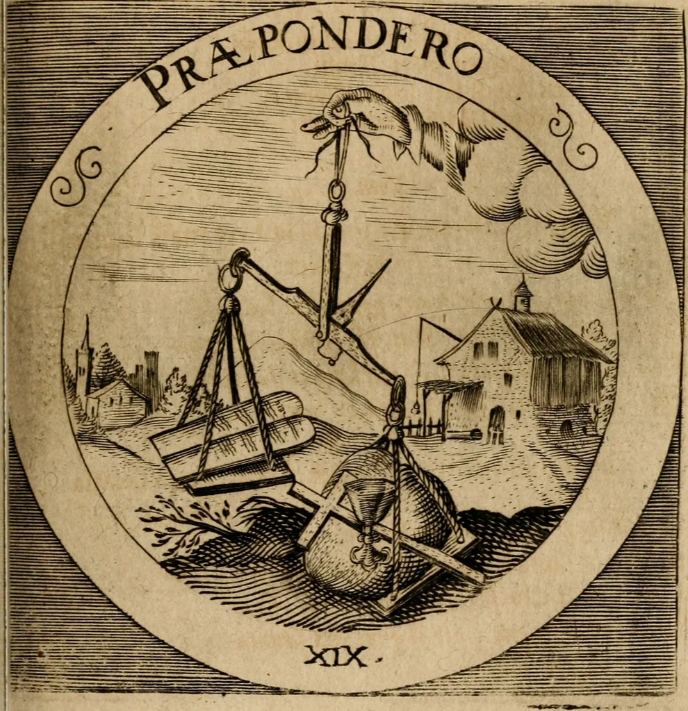 An illustration from Emblematum sacrorum prima[-secunda] pars : das ist, fünfftzig geistlicher in Kupffer gestochener Emblematum ausz der H. Schrifft von dem süssen Namen vnd Creutz Jesu Christi, erster[-ander] Theyl, 1624, leaf 94