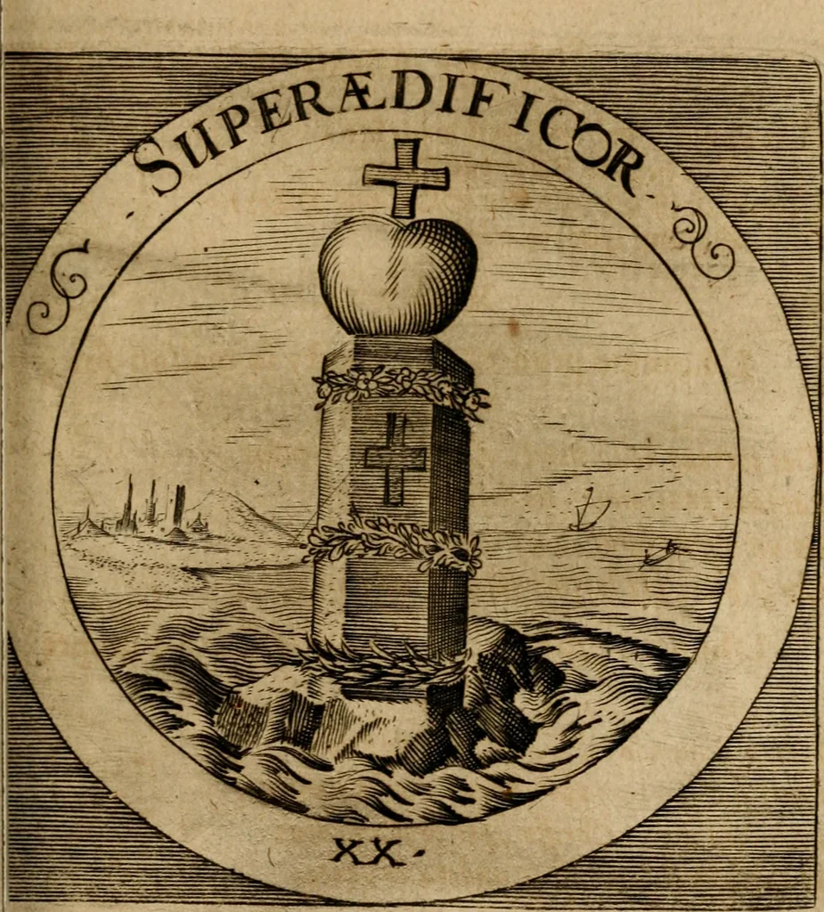 An illustration from Emblematum sacrorum prima[-secunda] pars : das ist, fünfftzig geistlicher in Kupffer gestochener Emblematum ausz der H. Schrifft von dem süssen Namen vnd Creutz Jesu Christi, erster[-ander] Theyl, 1624, leaf 98