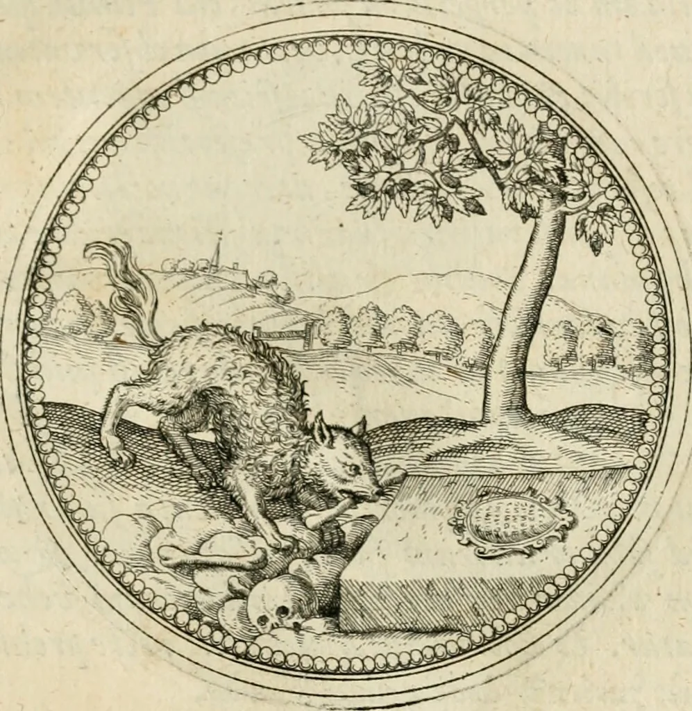 An illustration from Symbolorvm & emblematvm ex animalibvs qvadrvpedibvs desvmtorvm centvria altera, 1595, leaf 122