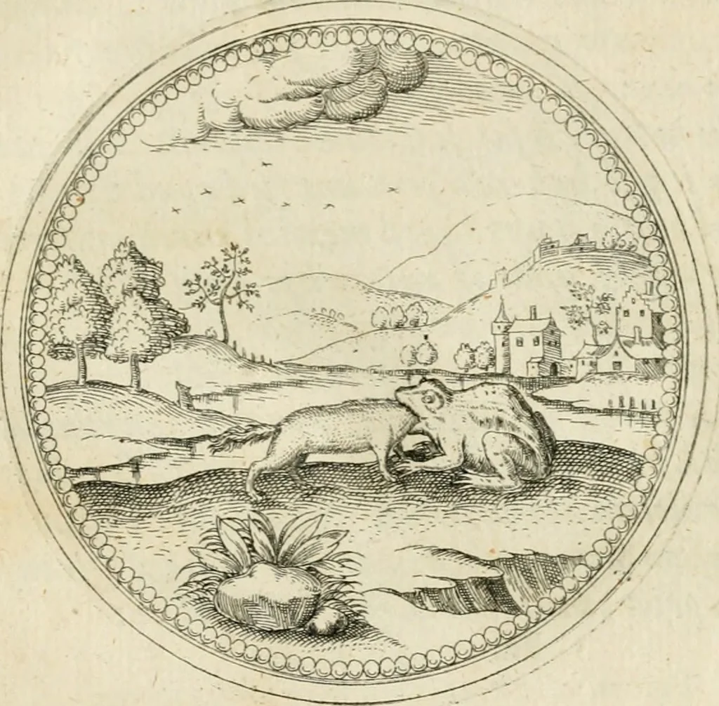 An illustration from Symbolorvm & emblematvm ex animalibvs qvadrvpedibvs desvmtorvm centvria altera, 1595, leaf 176