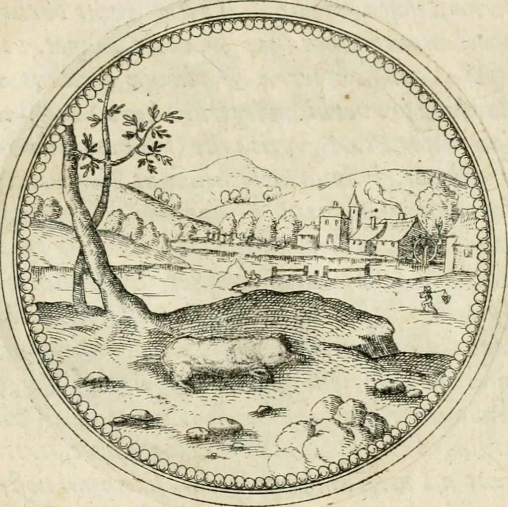 An illustration from Symbolorvm & emblematvm ex animalibvs qvadrvpedibvs desvmtorvm centvria altera, 1595, leaf 204