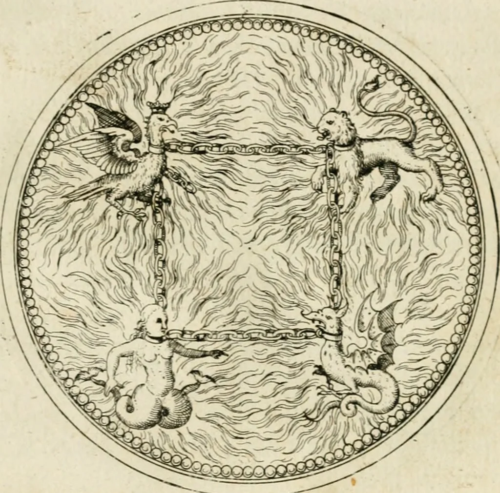 An illustration from Symbolorvm & emblematvm ex animalibvs qvadrvpedibvs desvmtorvm centvria altera, 1595, leaf 216