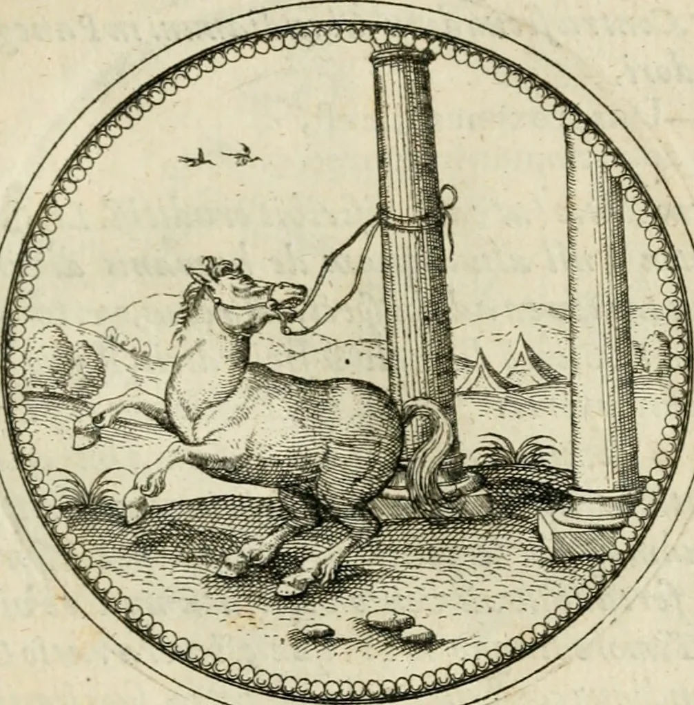 An illustration from Symbolorvm & emblematvm ex animalibvs qvadrvpedibvs desvmtorvm centvria altera, 1595, leaf 78