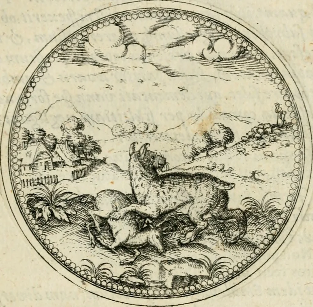 An illustration from Symbolorvm & emblematvm ex animalibvs qvadrvpedibvs desvmtorvm centvria altera, 1595, leaf 82