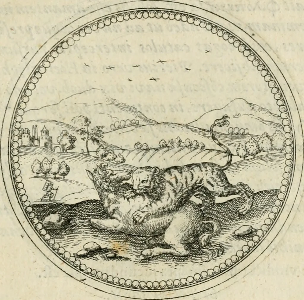 An illustration from Symbolorvm & emblematvm ex animalibvs qvadrvpedibvs desvmtorvm centvria altera, 1595, leaf 86