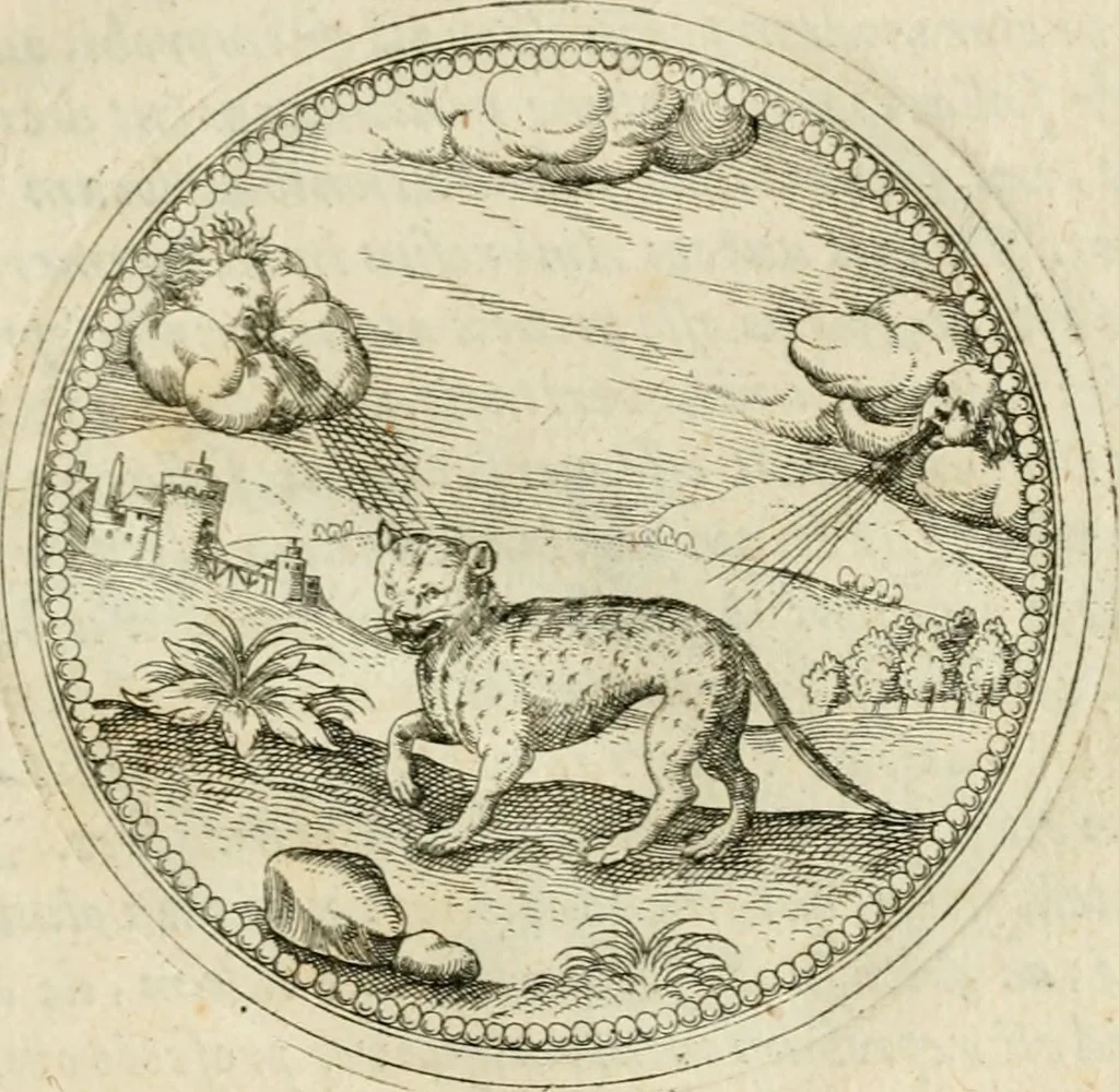 An illustration from Symbolorvm & emblematvm ex animalibvs qvadrvpedibvs desvmtorvm centvria altera, 1595, leaf 92