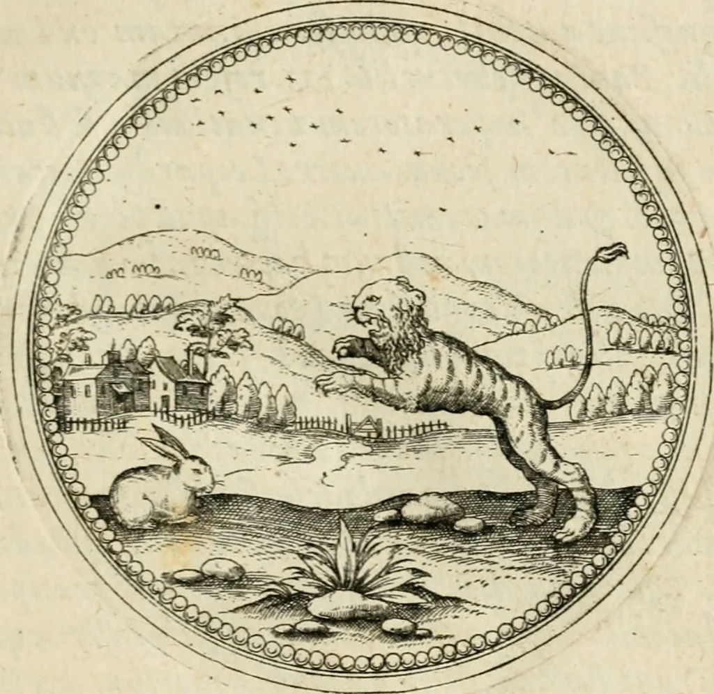 An illustration from Symbolorvm & emblematvm ex animalibvs qvadrvpedibvs desvmtorvm centvria altera, 1595, leaf 94