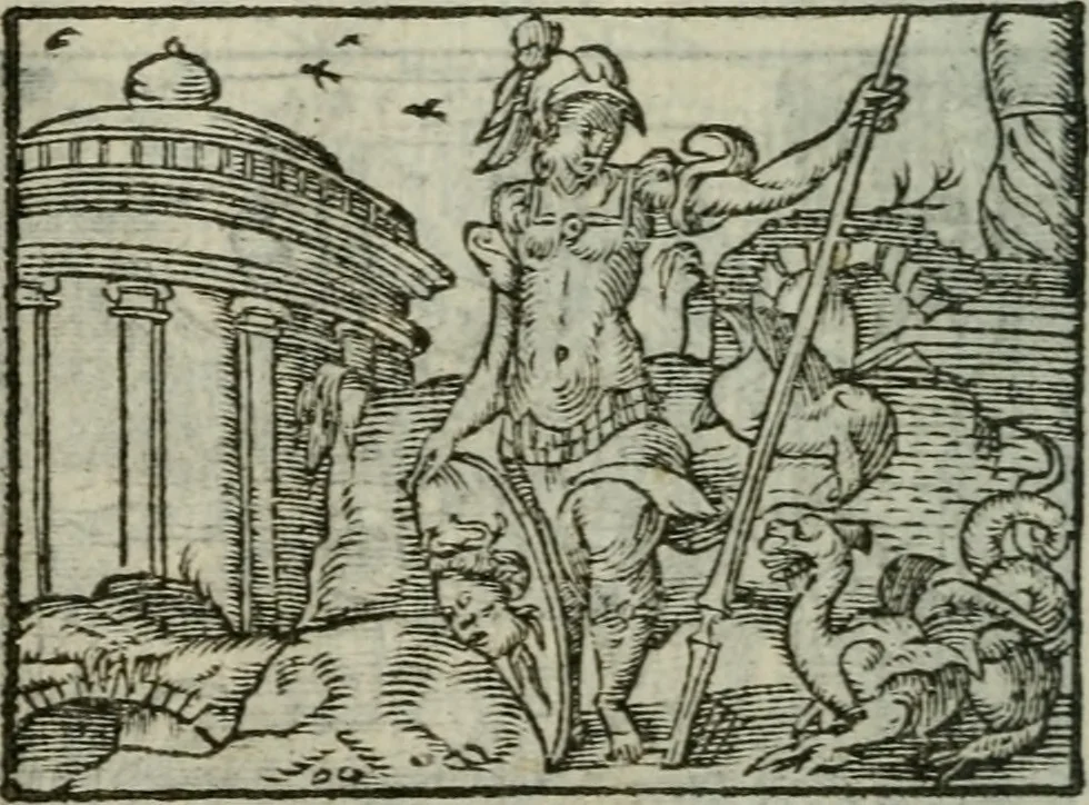 An illustration from Emblemes d'Alciat : en latin et francois vers povr vers, 1574, leaf 43