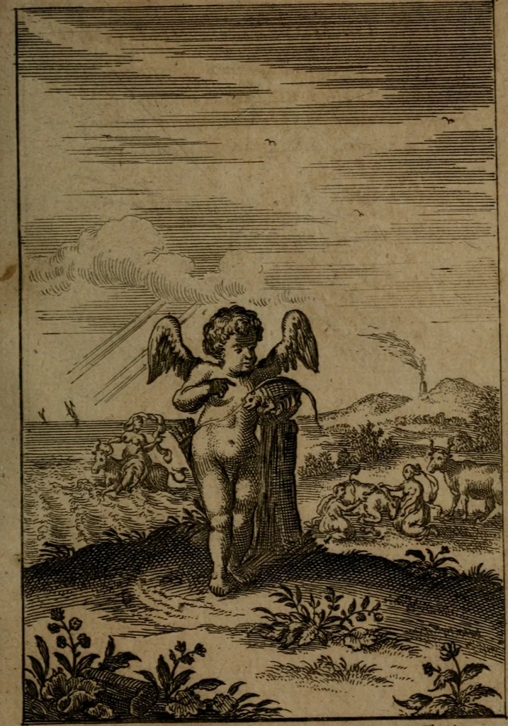 An illustration from Emblemes d'amour en quatre langue, 1683, leaf 102