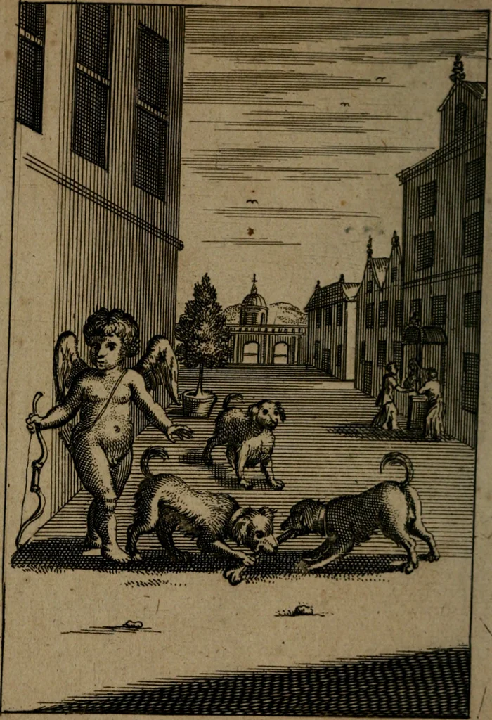 An illustration from Emblemes d'amour en quatre langue, 1683, leaf 105