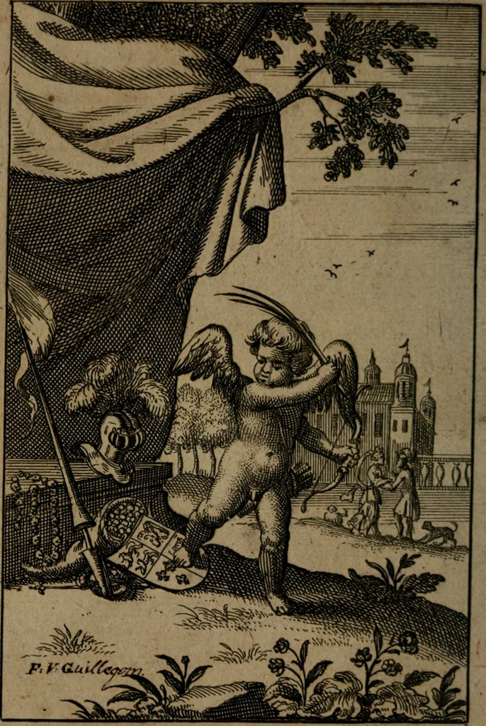 An illustration from Emblemes d'amour en quatre langue, 1683, leaf 117